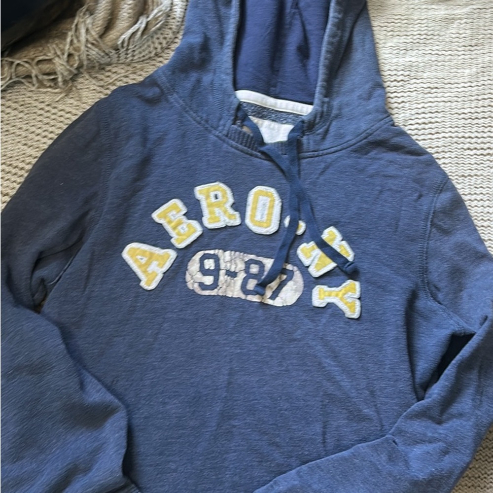 Aeropostale Navy Hoodie with Yellow Details